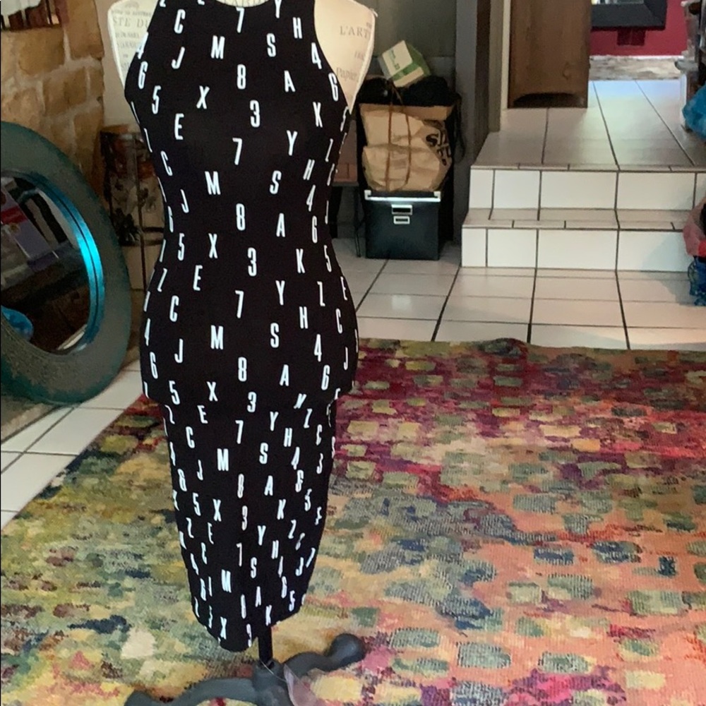 black letter tight dress